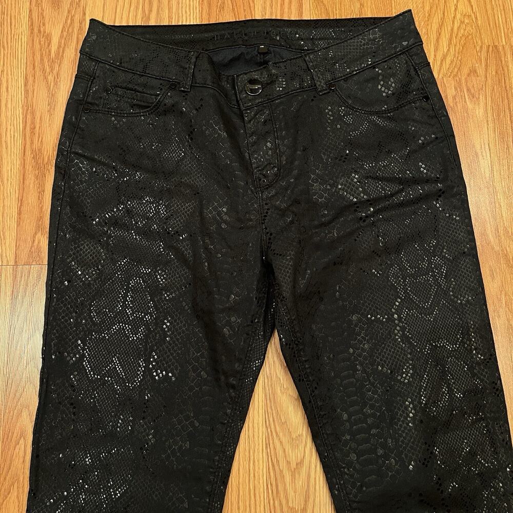 Hallhuber Dark Green Snakeskin animal print pants, size IT 38/US2-S
